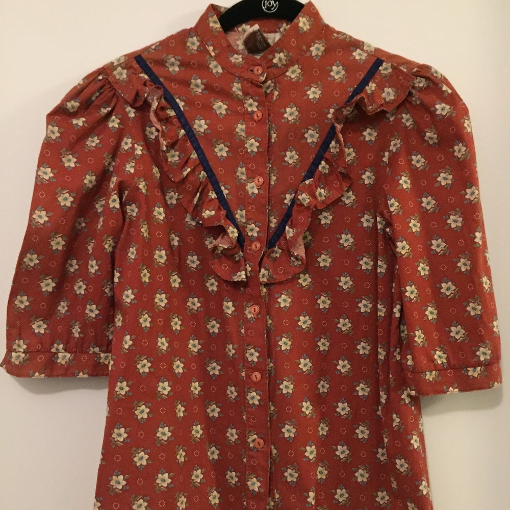 Vintage Puff Sleeve with Ruffle Blouse